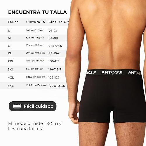 ANTONIO ROSSI Mens (12-pack) Hipsters Fitted Boxer, Black, L UK - 6