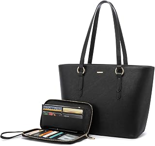 Purses and Wallet Set for Women, Work Tote Purse Shoulder Bag, Fashion Handbags with Matching Wallets Set 2 Pcs