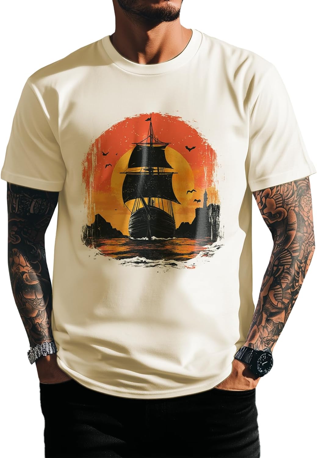 domirica Grpahic Tshirts for Men Cotton Polyester Blend Crewneck Short Sleeve Summer Novelty Funny Gym Quick Dry Outfit