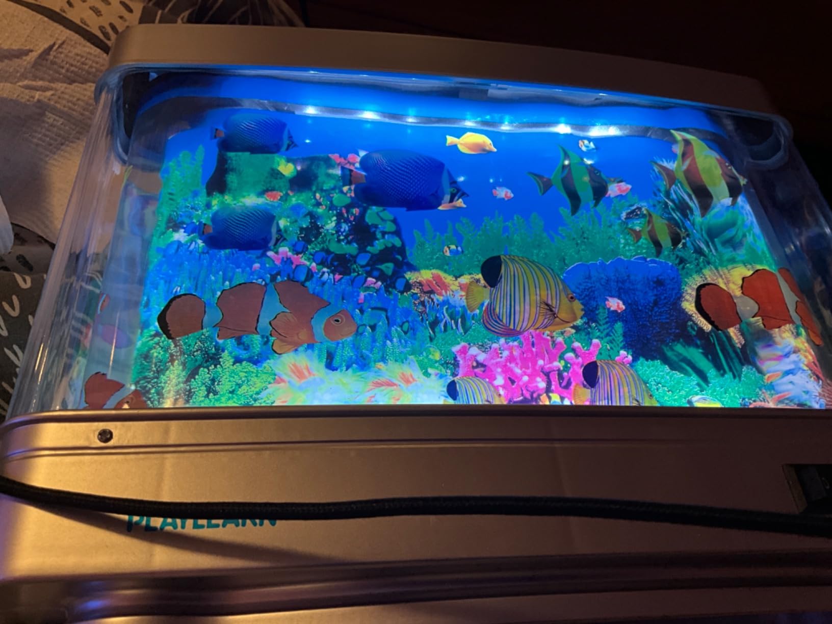 Playlearn USA Fake Fish Tank Mini Aquarium Artificial Fish Tank with