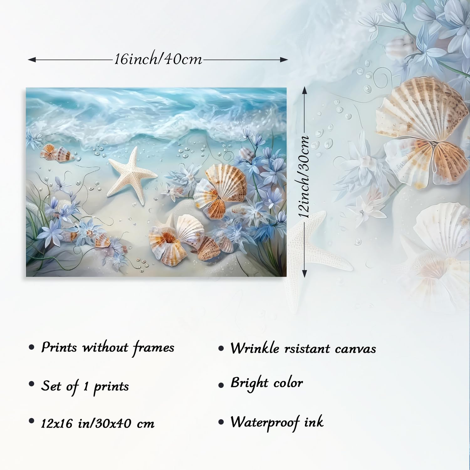 Paimuni Leinwandbild „Seestern Am Strand“ – 4-teilig, Je 30x30 Cm, Fertig Gerahmt, Für Wohnzimmer, Büro & Mehr