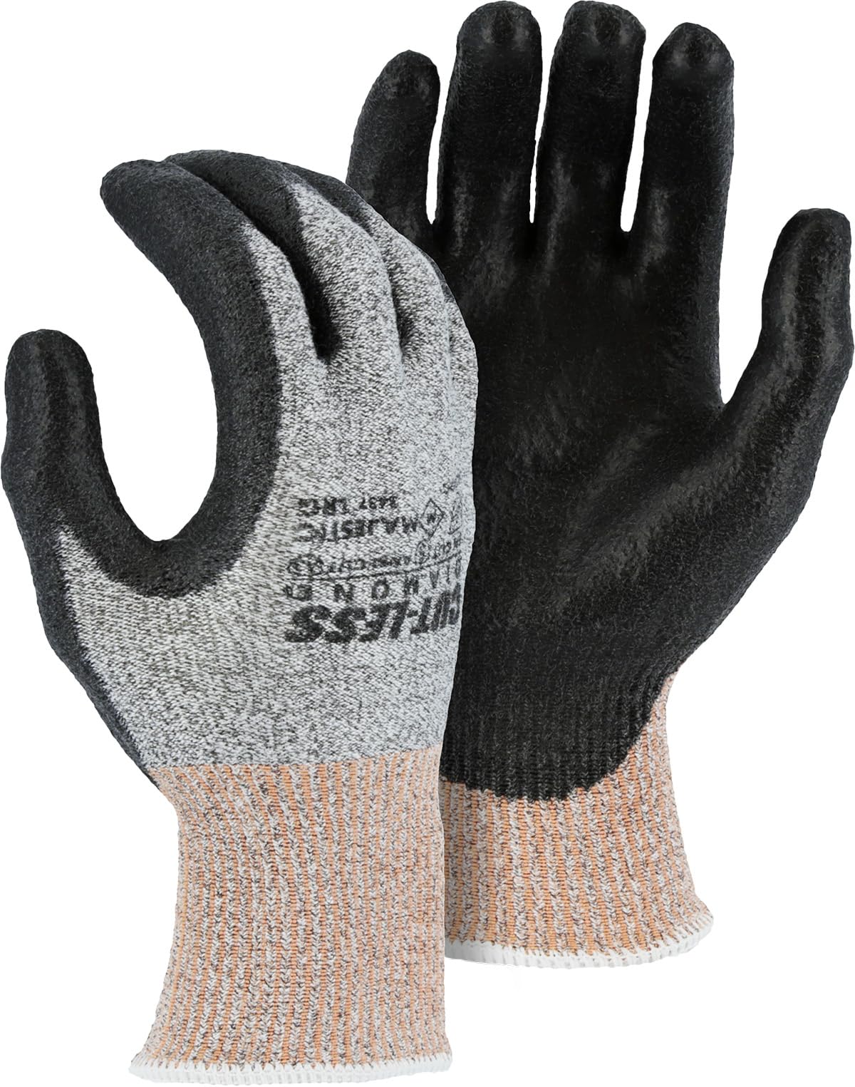 Majestic Cut-Less Dyneema Glove with Polyurethane Palm | 12 Pairs - XL | 13 Gauge Liner, Pre-Curved Finger, Lightweight, Breathable, Gray/Black | for