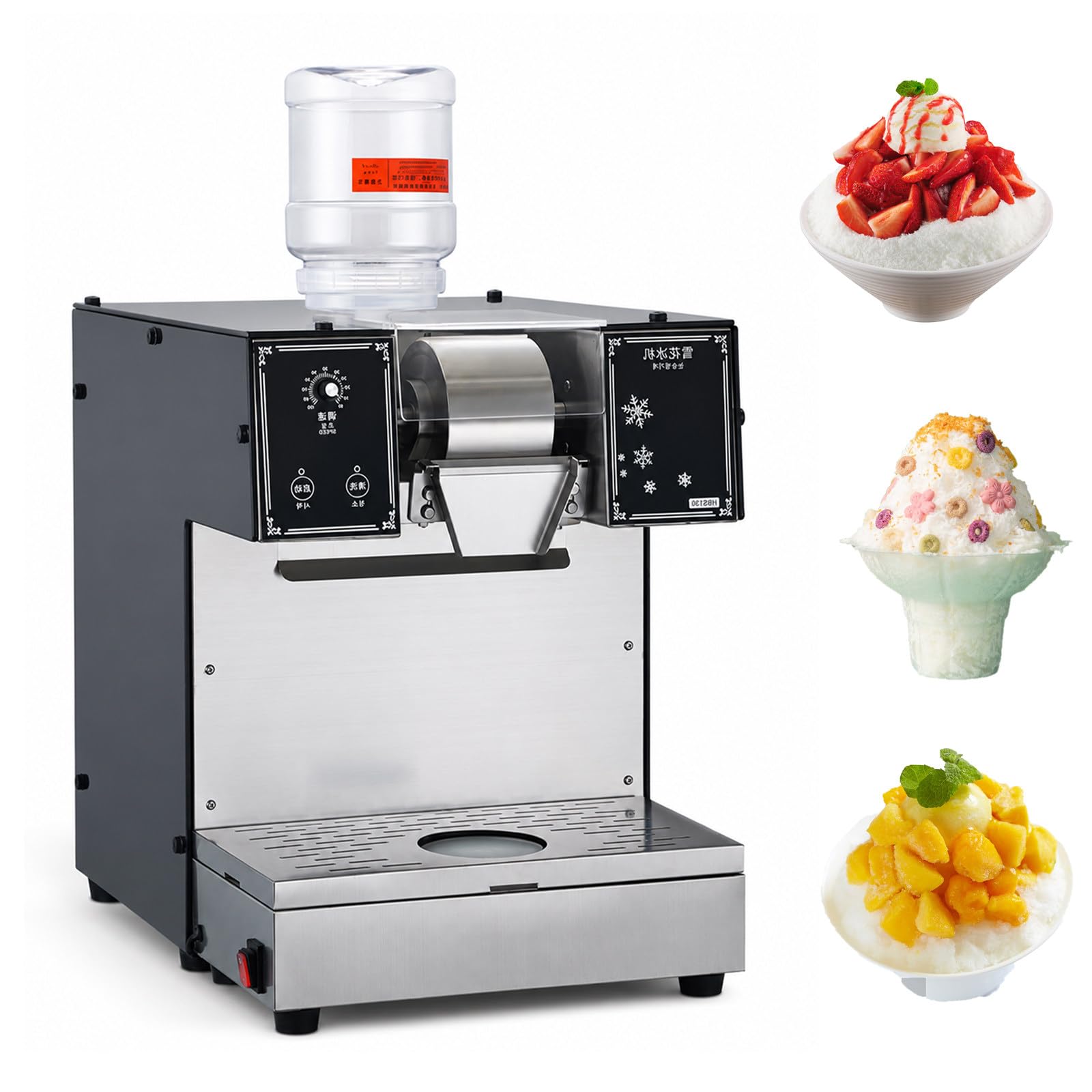 FRANREADER Premium Shaved Ice Maker 180kg/24hr High Output, 0-100 Adjustable Thickness, Rustproof 304 Stainless Steel & One-Click Wash. Reliable Ice Crusher Machine for Restaurants and Kiosks.