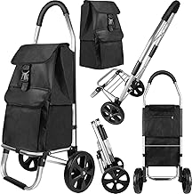 Foldable Shopping Trolley with 40 L Capacity and Removable Bag, Shopping Trolley Stair Climber Robust and Weatherproof, Hackenporsche Trolley with Extra Large Tyres