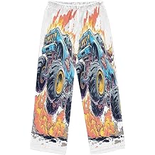 Pajama Lounge Pant Onster Truck Fire Soft Plush Fleece Pants Sleepwear Bottoms 6-14 Years