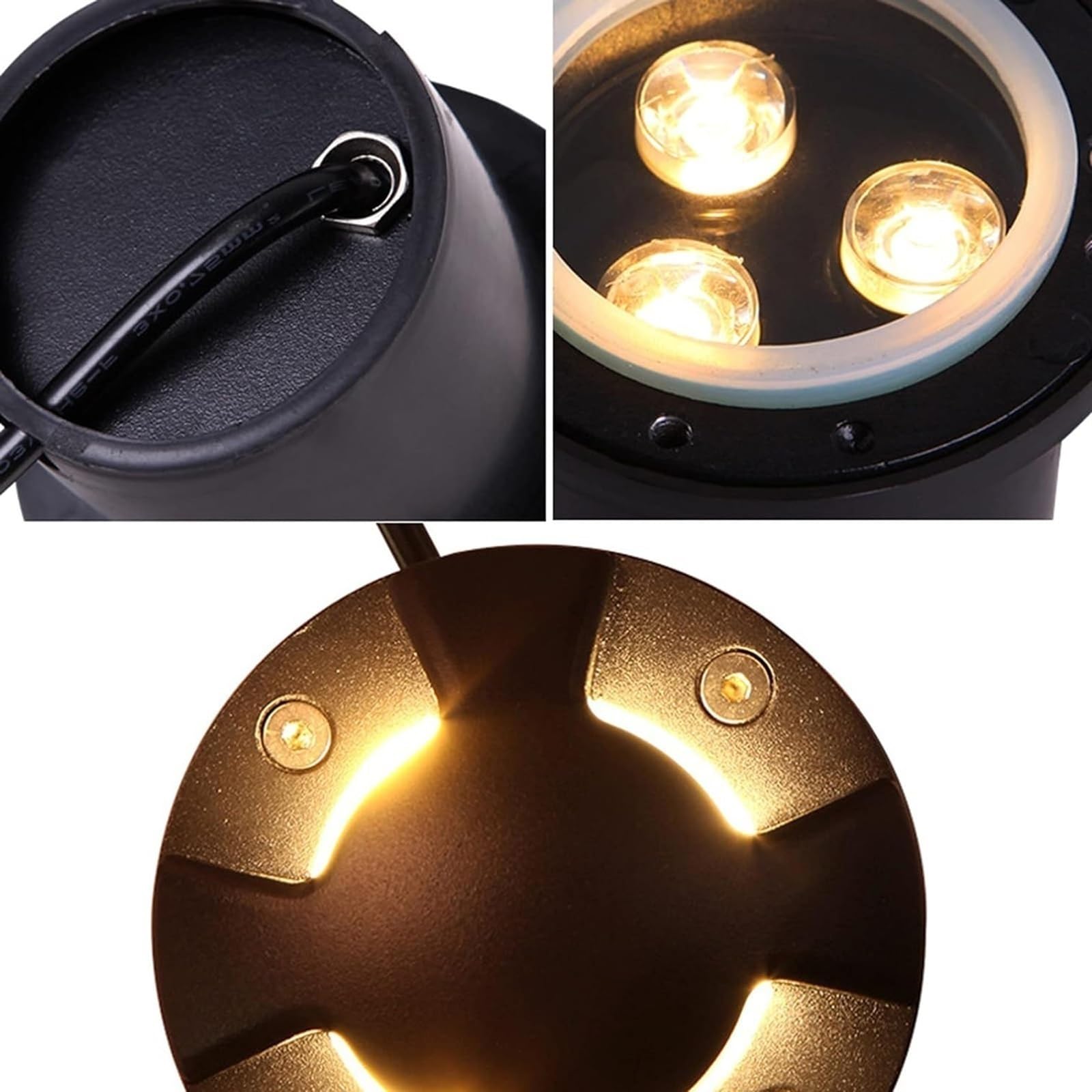 Lampada da terra a LED Lampada sotterranea a emissione laterale for esterni, Faretto da incasso a luce calda, Luci paesaggistiche da giardino impermeabili IP67(6W,1 Sided)