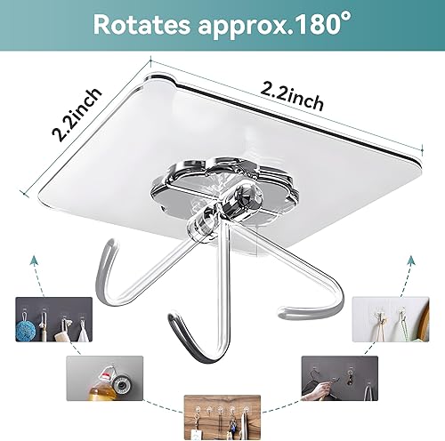 Miniatura 2 de Paquete de 28 ganchos adhesivos para colgar resistentes, ganchos de pared adhesivos, ganchos autoadhesivos transparentes para pared, cocina, baño,