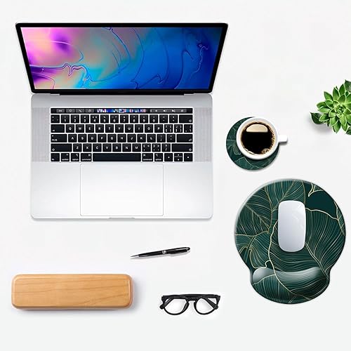 Miniatura 6 de DOOKE - Alfombrilla ergonómica para mouse con soporte para muñecas, almohadilla para muñecas con base de goma antideslizante con portavasos para