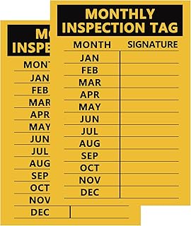 Top label Monthly Inspection Tag,5x3 Inch Check Record Vinyl Sticker Label,200 Pcs Per Pack