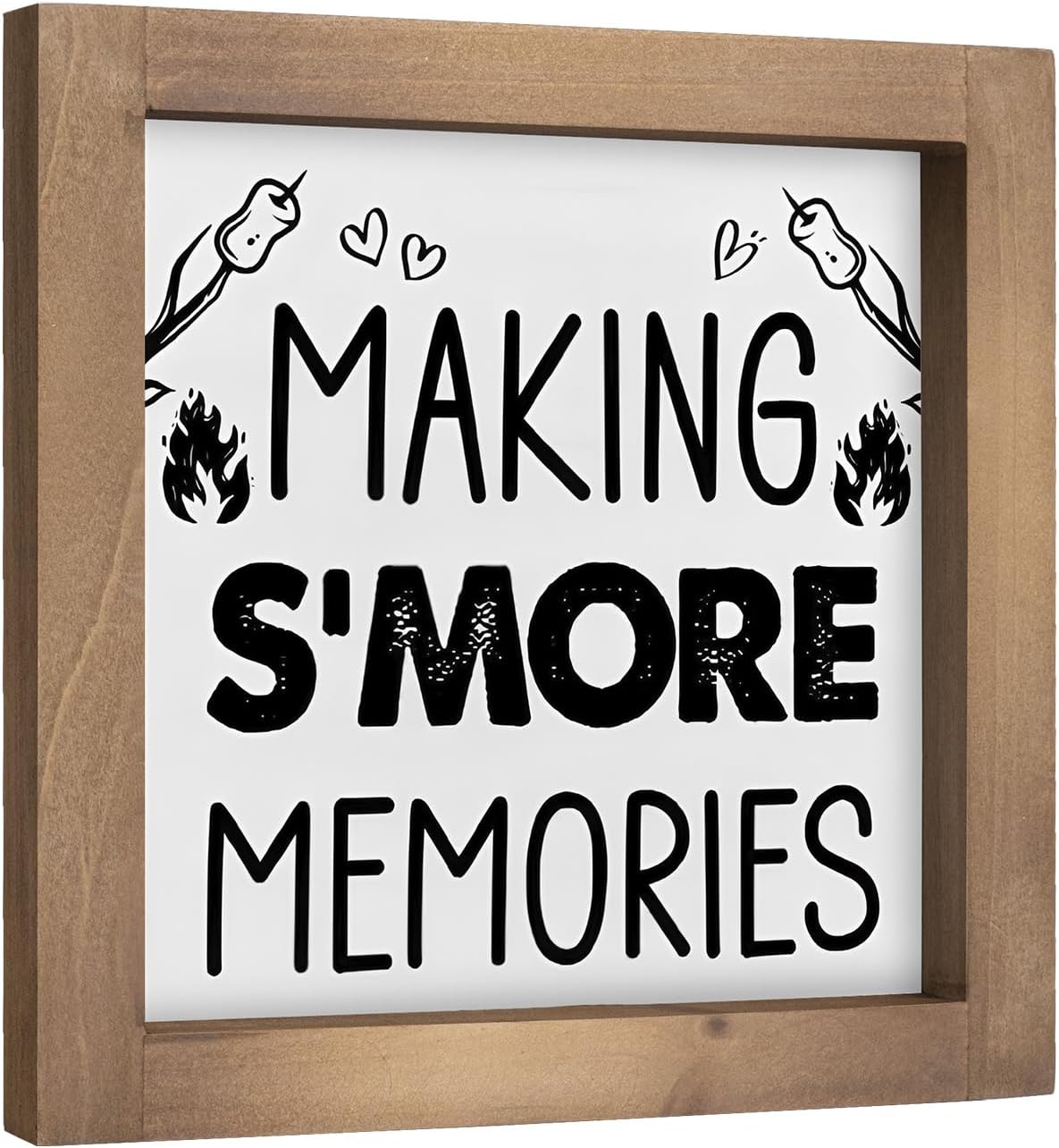 6 Inch S'mores Station Sign, Wooden Camper Decor for Inside Shelf Table Tiered Tray Wall, Rustic Camping Party Country House RV Bar Backyard Fire Pit Home Decorations