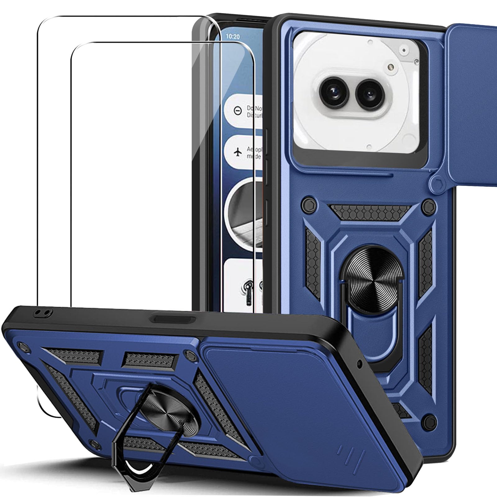 Schutzhülle Für Nothing Phone 2a/2a Plus Mit 2x Panzerglas – Ringständer, Kameraschiebedeckel & Stoßfest