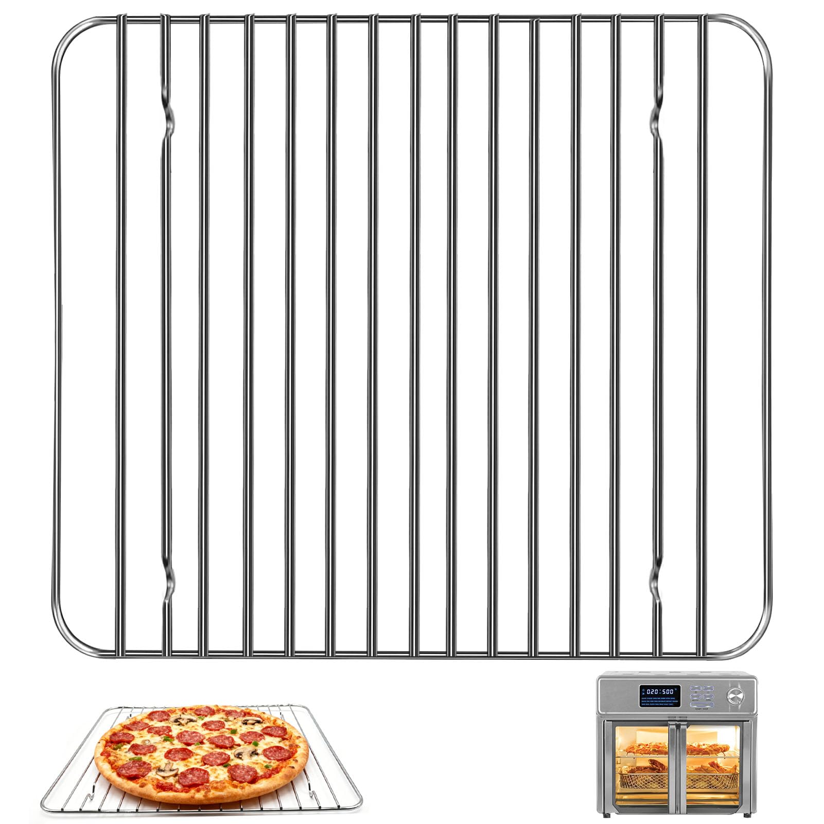 GWYSY Air Fryer Replacement Parts for Kalorik MAXX Air Fryer Oven 26 Quart 10 in 1 Countertop Toaster Oven Air Fryer Combo, 12.5×11.3 IN Stainless Steel Air Fryer Wire Rack Grill Rack Accessories