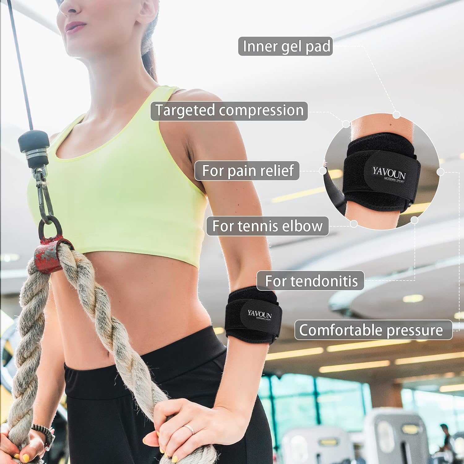 Forearm Wraps for Pain, Tennis Elbow Brace Tendonitis Treatment | Adjustable Elbow Strap Support Brace - Acupressure Elbow Brace for Elbow Pain Relief (Black, L - XXL)