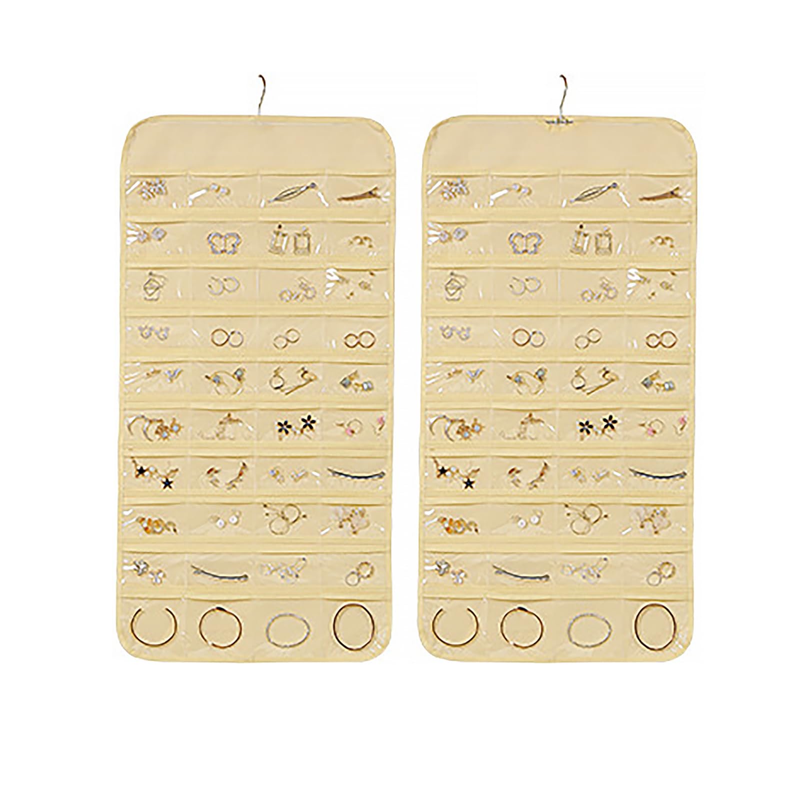 DTCSWACN Hanging Jewelry Organizer,Accessories Organizer,80 Pocket Organizer for Holding Jewelries,Beige