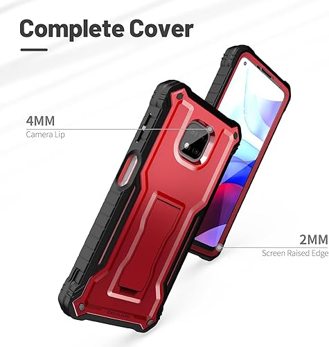 Miniatura 3 de ExoGuard Funda para Moto G Power 2021, funda de goma a prueba de golpes de cuerpo completo, protector de pantalla integrado y soporte (rojo)