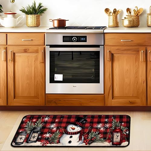 Miniatura 4 de Alfombras de camino de Navidad, alfombras lavables de muñeco de nieve, antideslizantes, para pasillo, cocina, lavandería, dormitorio, decoración de
