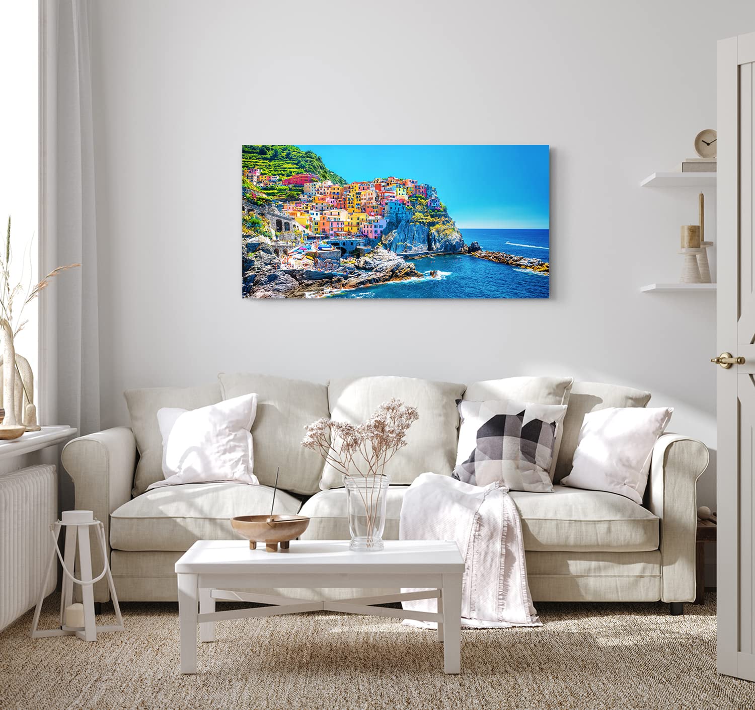 3-teiliges Leinwandbild „Cinque Terre“ – 30x40 Cm, Mittelmeer-Landschaft, Gerahmt, Zum Aufhängen