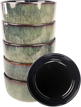 5.5-Inch Ceramic Cereal Bowls Set, 20 Ounce, for Soup, Salad, Pasta, Oatmeal, Ramen Bowls Set of 6 - Rice Dessert Cream Bowls Set - Chip Resistant Dishwasher Microwave Safe