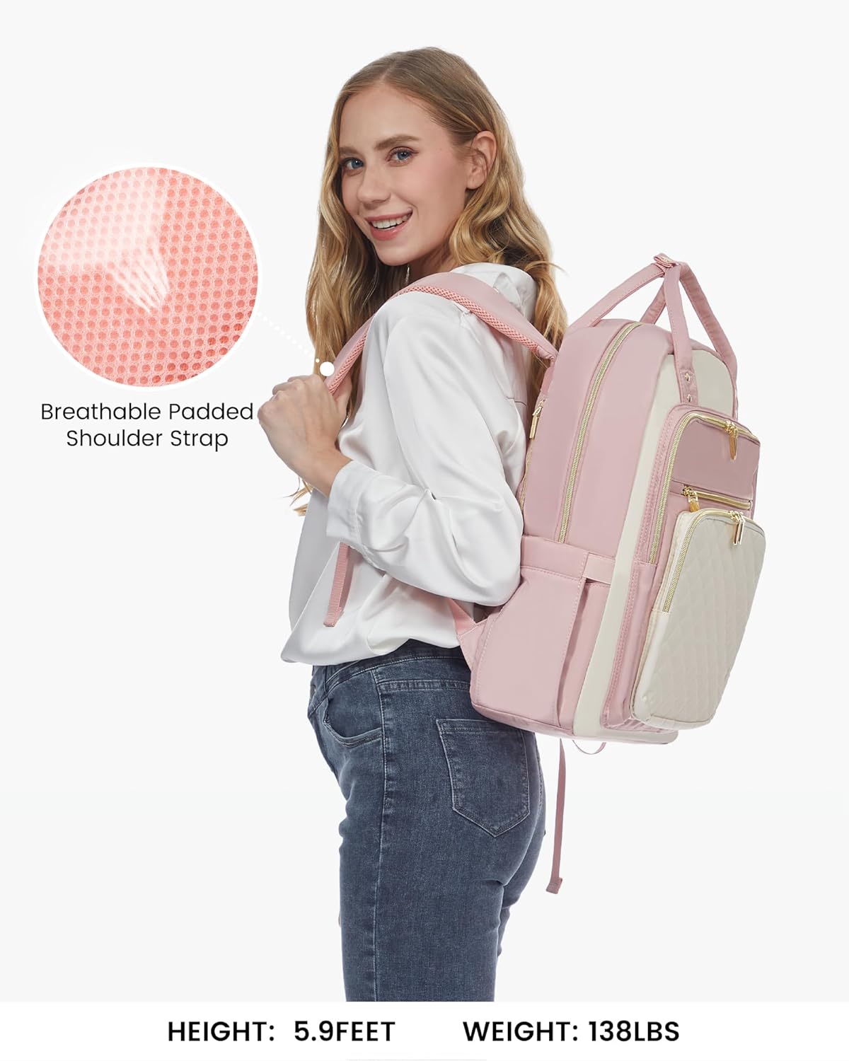 LOVEVOOK Laptop Backpack Purse for Women, 15.6" Laptop Bag for Travel with USB Port, Water Resistant Lightweight Daypacks for College Work Business, Nurse Teacher Computer Backpacks - Image 4