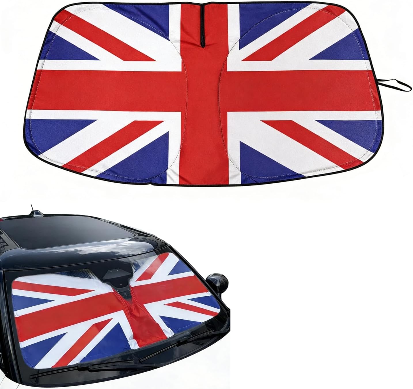 Car Foldable Windshield Sun Shade for Mini Cooper S One Countryman Clubman Paceman R55 R56 F55 F56 F60 J01 J05 U25 Heat Reflective Sunshield Sun Visor (Grey Union Jack)