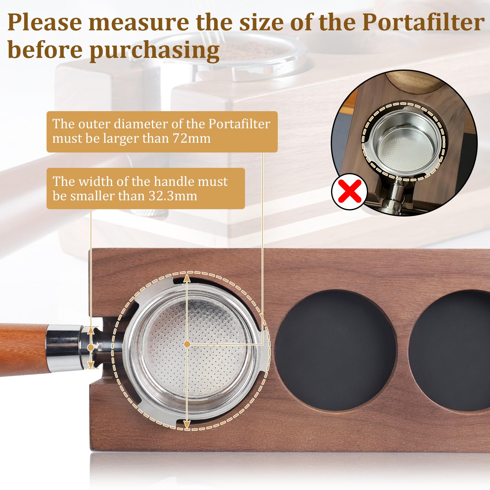 efuturetime Tamperstation 51-58 mm, zwart, espresso tamping