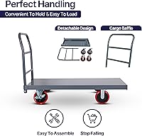 Vista 6 de 5Seconds Carrito de plataforma de plataforma plana 3300LB Dolly industrial resistente 60 "x 30" camión de empuje de mano súper resistente de cama