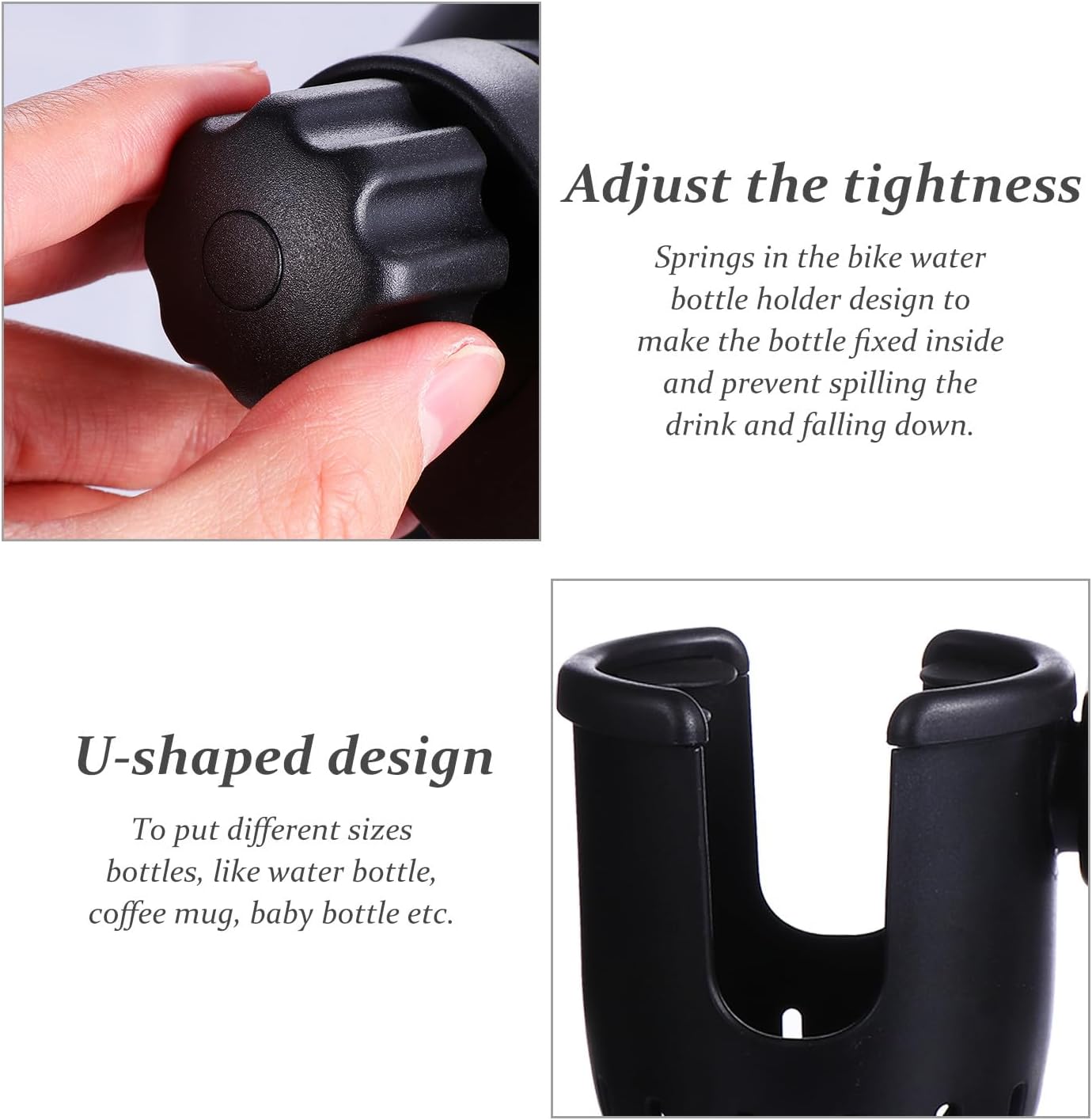 Toddmomy Universal 360° Rotatable Water Bottle Holder and Cup Rack for Strollers and Bikes, Sturdy Outdoor Parent Cup Holder Compatible with Strollers and Cycling Use