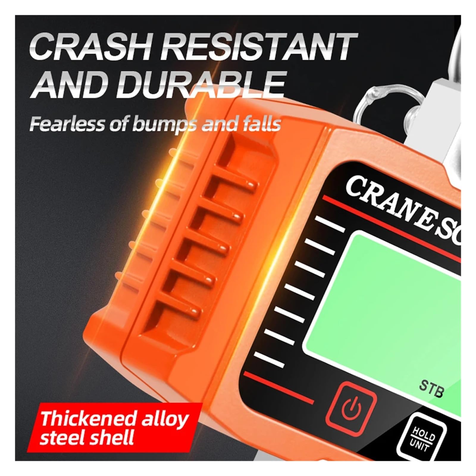Pantalla LCD Digital, báscula Crance de 2000kg, báscula de elevación de mano, medidor de pesaje de grúa con gancho de peso resistente Múltiples funciones(Black)