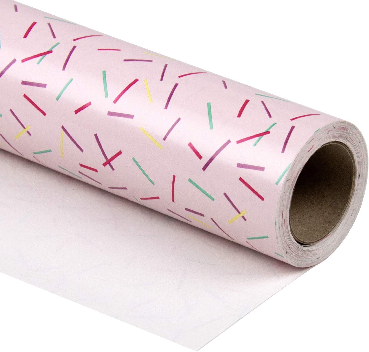 WRAPAHOLIC 30 Inch Pink Wrapping Paper Roll - Jumbo Pink Color with Colorful Line Segment Print for Birthday, Holiday, Wedding, Baby Shower Wrap - 30 inch x 33 feet Line-Pink