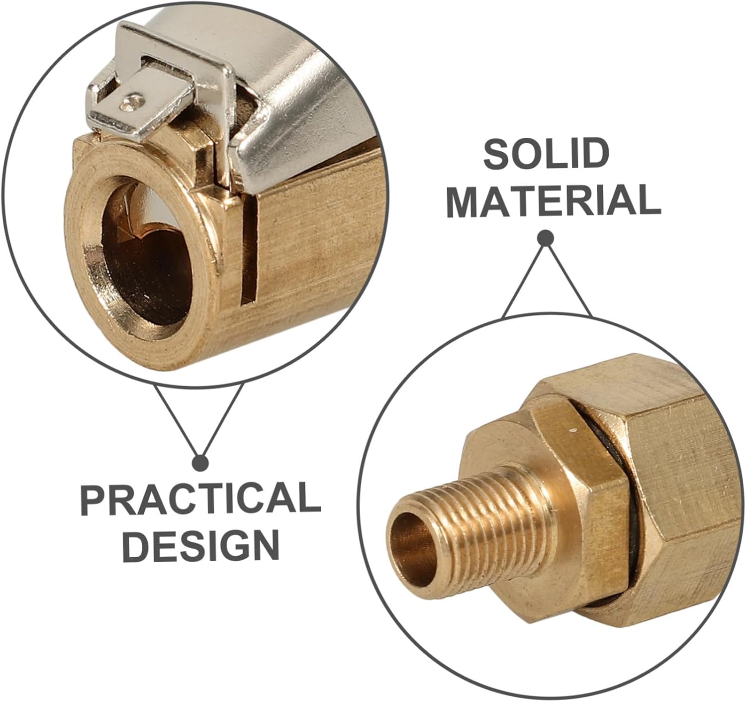 2pcs Locking Air Chuck Tire Inflator Clip Quick Connect Copper Tire Chuck for Car Truck Rv Motorcycle Bicycle Inflatable Self-Locking Design Tool