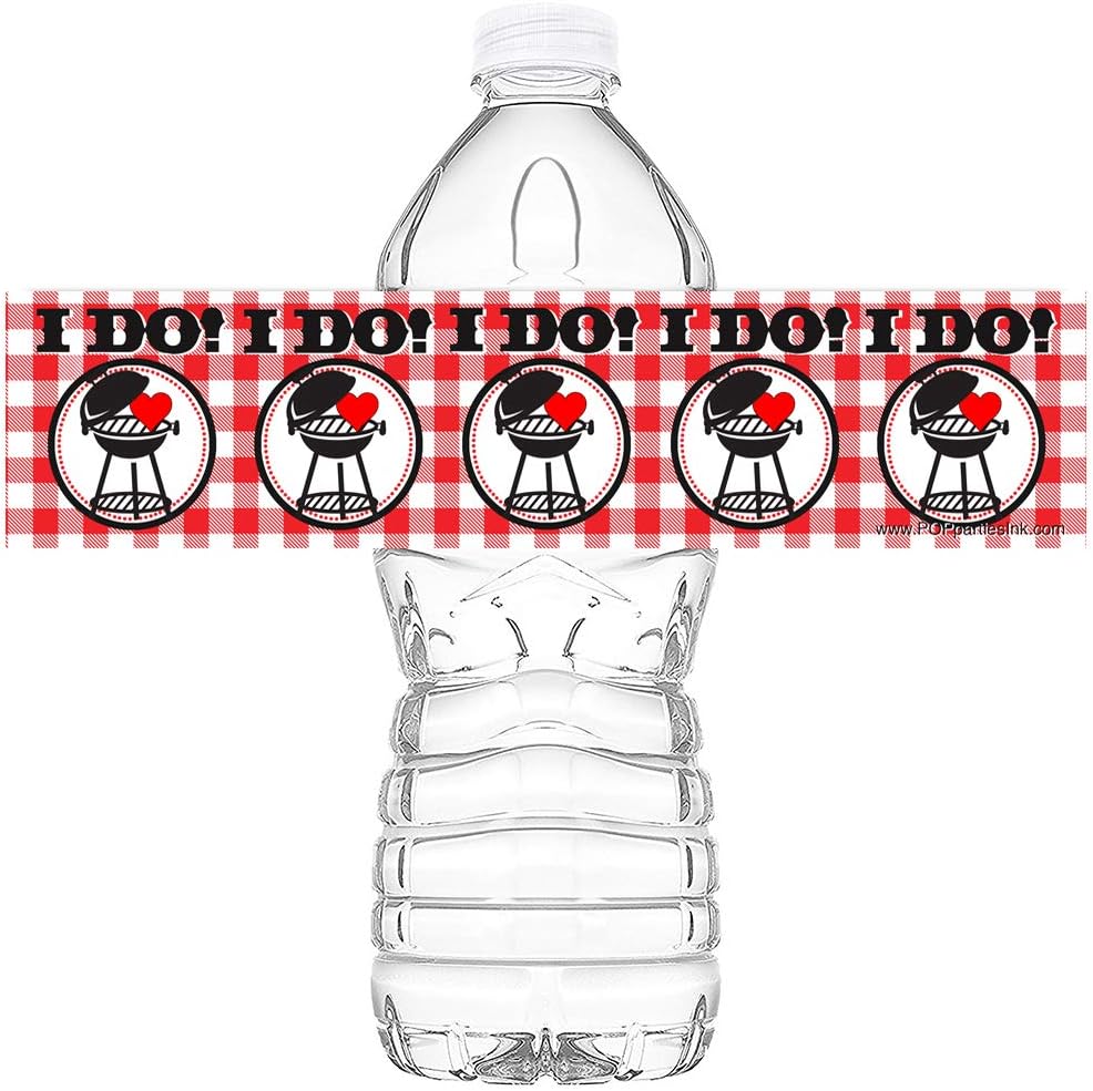 I Do BBQ Waterproof Bottle Labels - 20 Bottle Labels - Engagement Party Decorations - I Do BBQ Party Supplies - Picnic Decorations - I Do only