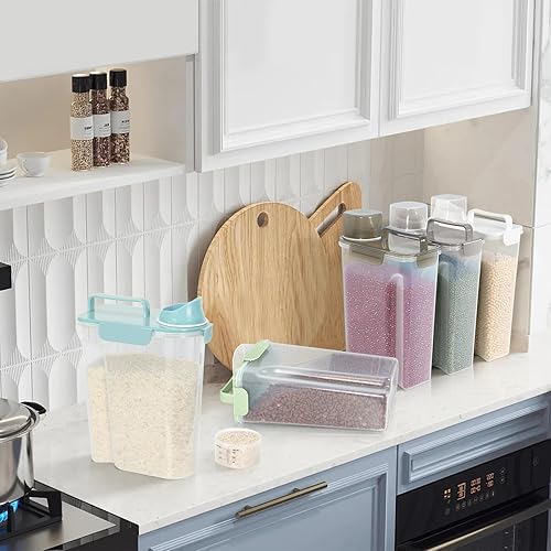 Miniatura 48 de Contenedor de almacenamiento de 5 a 7 libras, recipientes portátiles para alimentos para mascotas con boquilla grande y taza mejoradas, dispensador