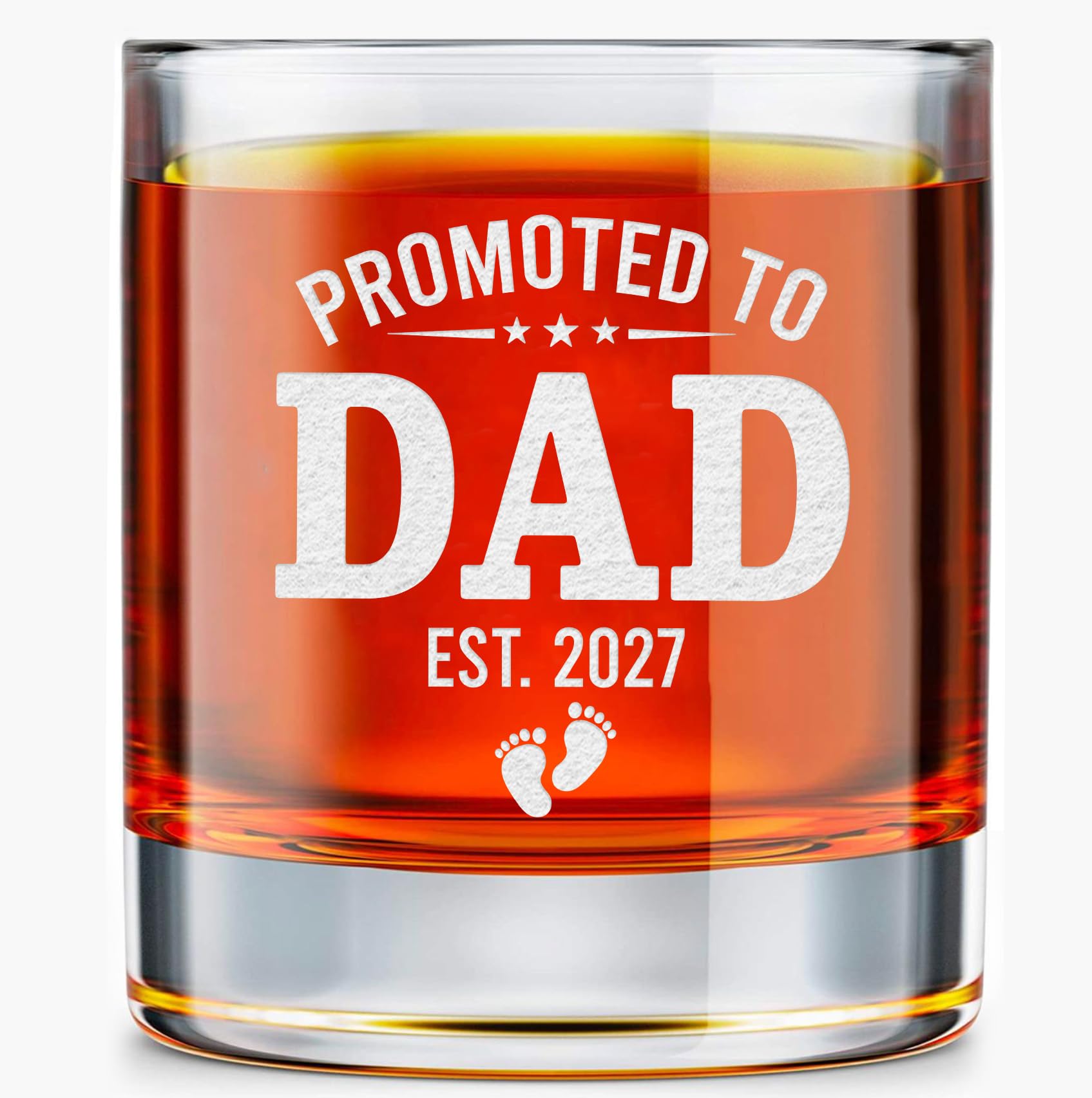 New Dad Gifts - First Father Day Gifts for First Time Daddy To Be, Expecting Boy Girl Father - Baby Shower Gifts for Men - Promoted to Dad 2027 Whiskey Rock Glass