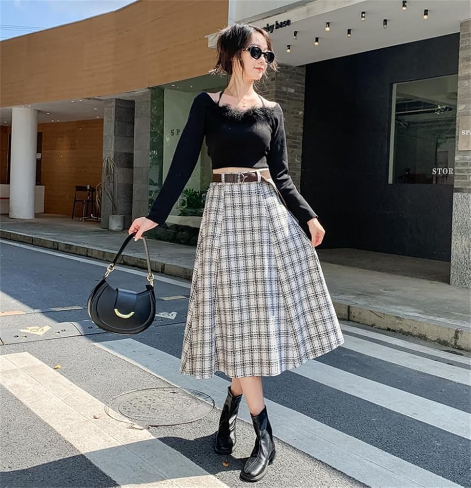 ANAYI　ロングスカート　レディース　38　プリーツ　グレンチェック　グレー ANAYI ロングスカート レディース 38 プリーツ グレンチェック