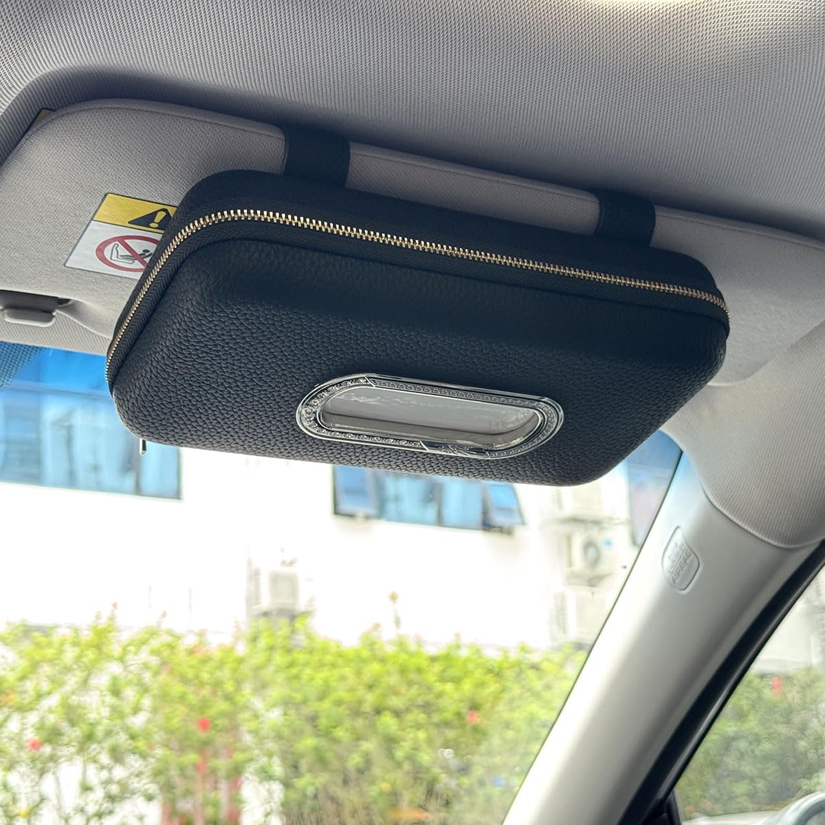 Cartisen Car Tissue Holder, Sun Visor Napkin Holder, Car Visor Tissue Holder, Luxury PU Leather Backseat Tissue Case Holder (Black)