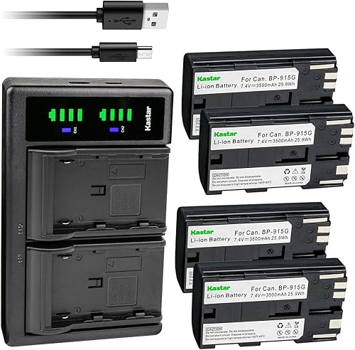 Miniatura 8 de Kastar Paquete de 3 baterías BP-915G y cargador USB LTD2 compatible con Canon C2, FV1, DM-MV1, DM-MV10, DM-MV20, E1, E2, E30, E65AS, EOS C100, C100
