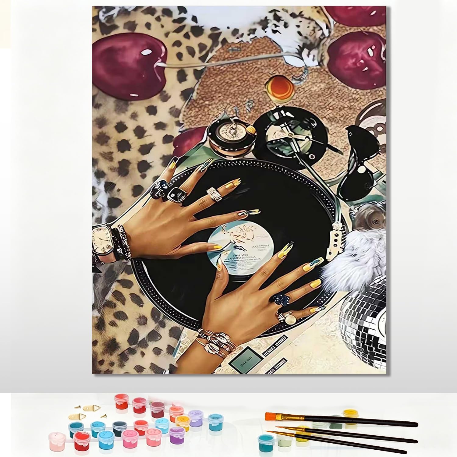 Pxzcrypha Disco Paint by Numbers for aAdults, Acrylic Paint Brushes