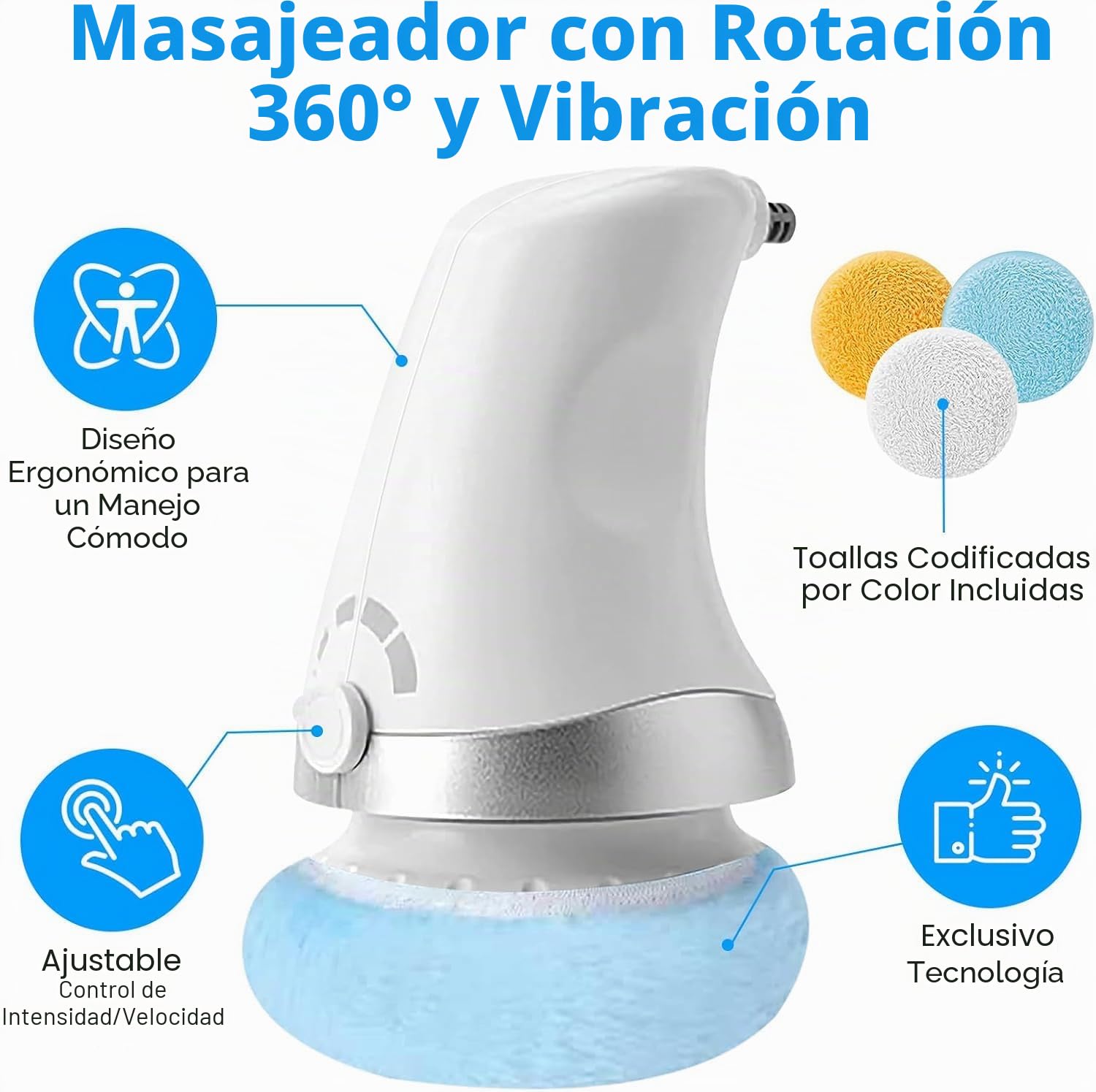 Máquina de esculpir el cuerpo, masajeador de celulitis, removedor de masajeador anticelulítico de mano con 3 almohadillas lavables, alivia la fatiga para cuello, hombros, cintura, abdomen, glúteos