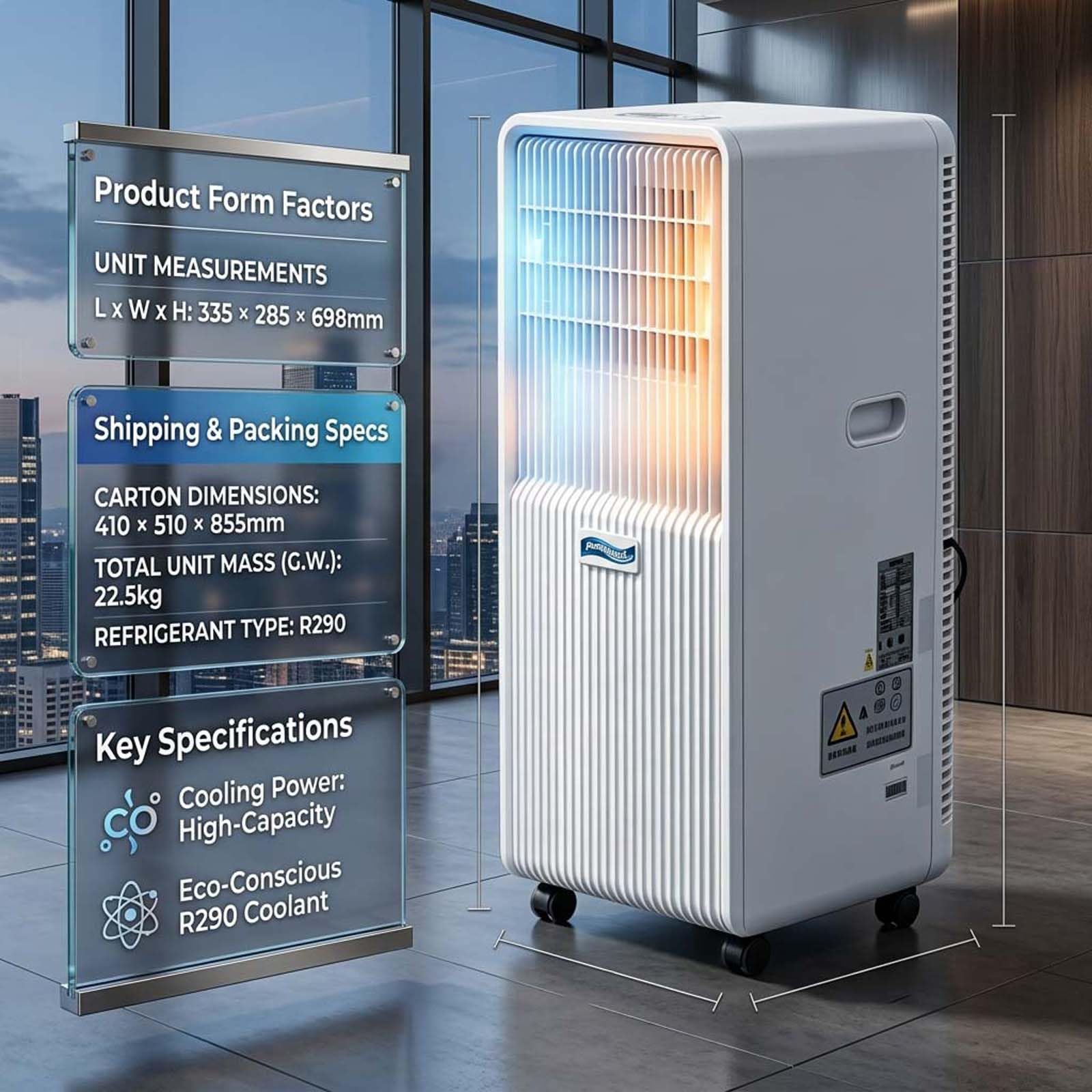 Generico 14000 BTU Portable Air Conditioner, 2-in-1 Cooling And Heating