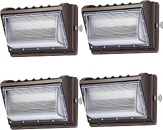 ledmo 150W Wall Pack Lights Outdoor LED Security Light with Photocell 5000K 4 Pack Dusk to Dawn IP65 Commercial Exterior Lighting Fixture 21000lm 100-277V Equivalent,Wall Mount for Backyard,Parking