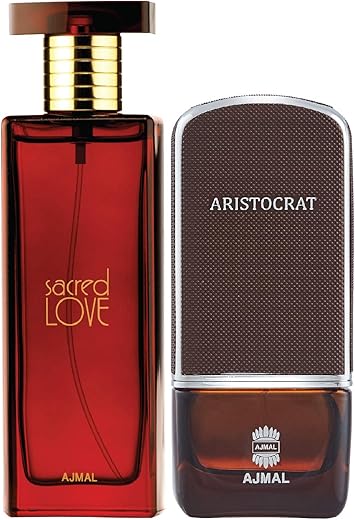 Ajmal Aristocrat EDP Citrus Woody Perfume 75ml for Men and Sacred Love EDP Floral Musky Perfume 50ml for Women FREE