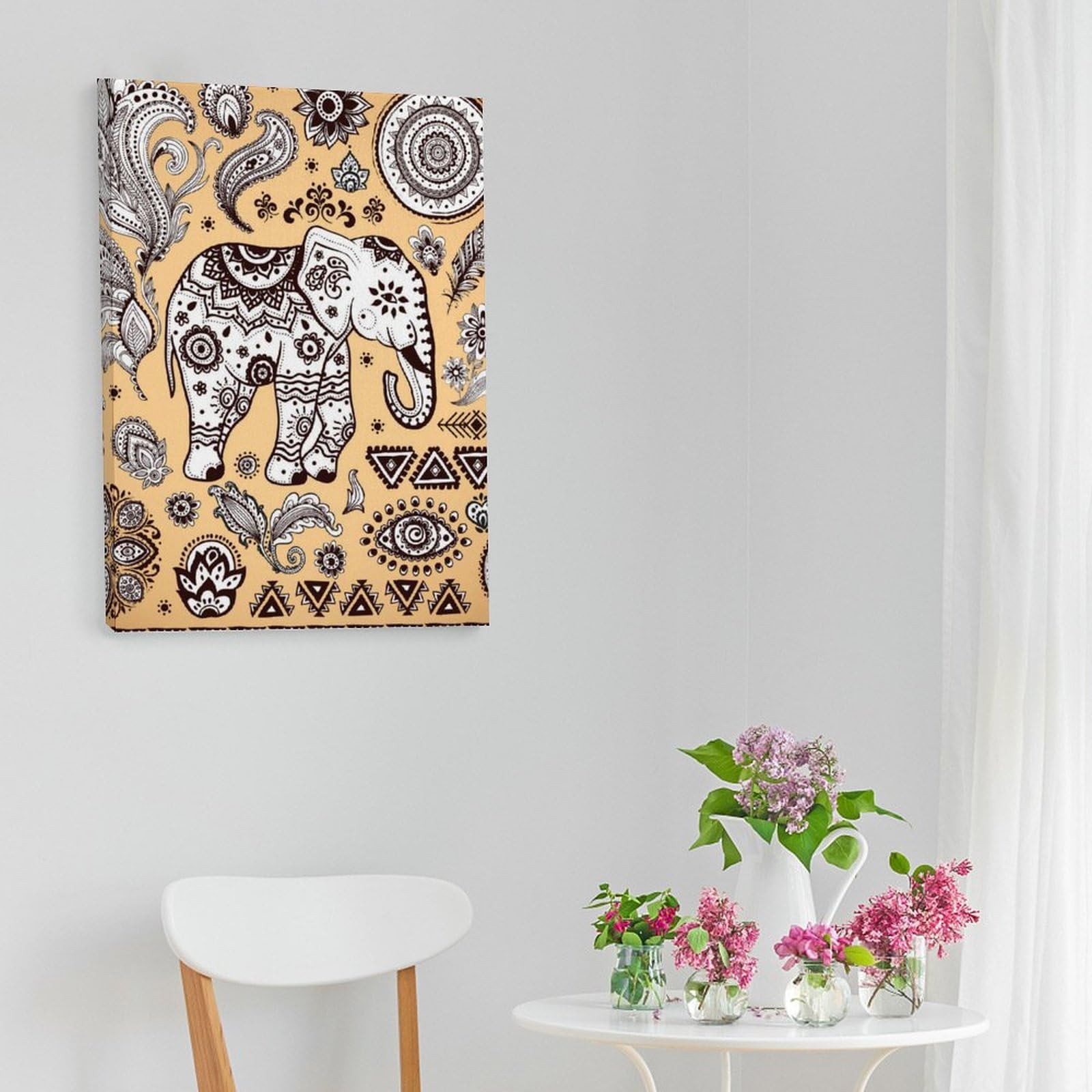 Amazon.co.jp: アートパネル 象 エスニック柄 民族調 インテリア 絵画