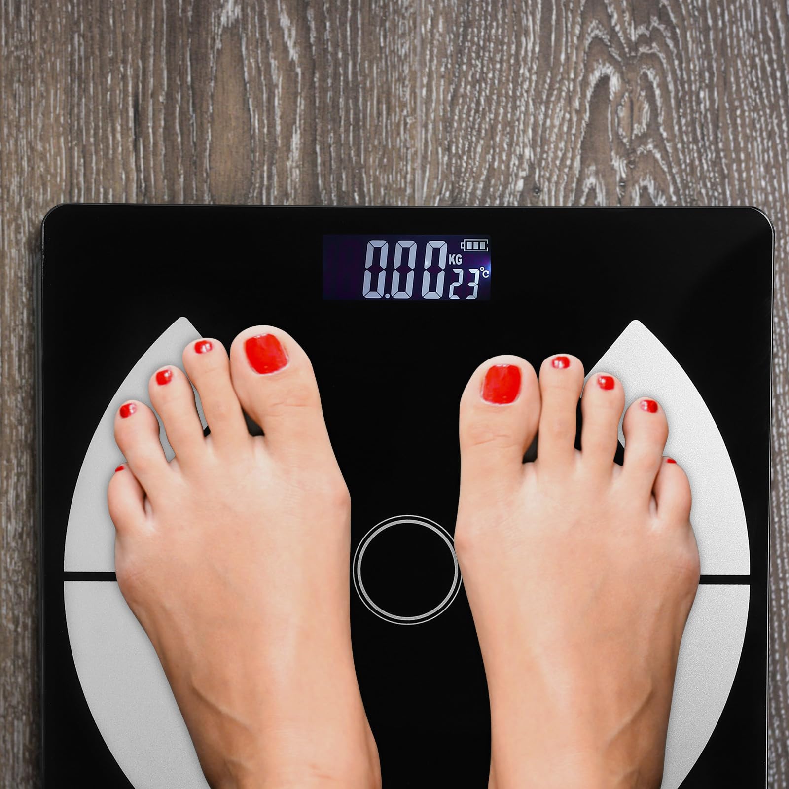 UPKOCH Bilancia Impedenziometrica Digitale per Appassionati di Fitness e Salute Uso Domestico Bilancia Pesapersone in Vetro Nero, Letture Rapide e Precise, Display Digitale