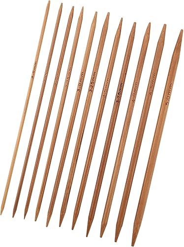 Miniatura 3 de CYTGOUPER Juego de agujas de tejer de doble punta, 55 agujas de tejer de bambú de doble punta, agujas de tejer de bambú para manualidades hechas a