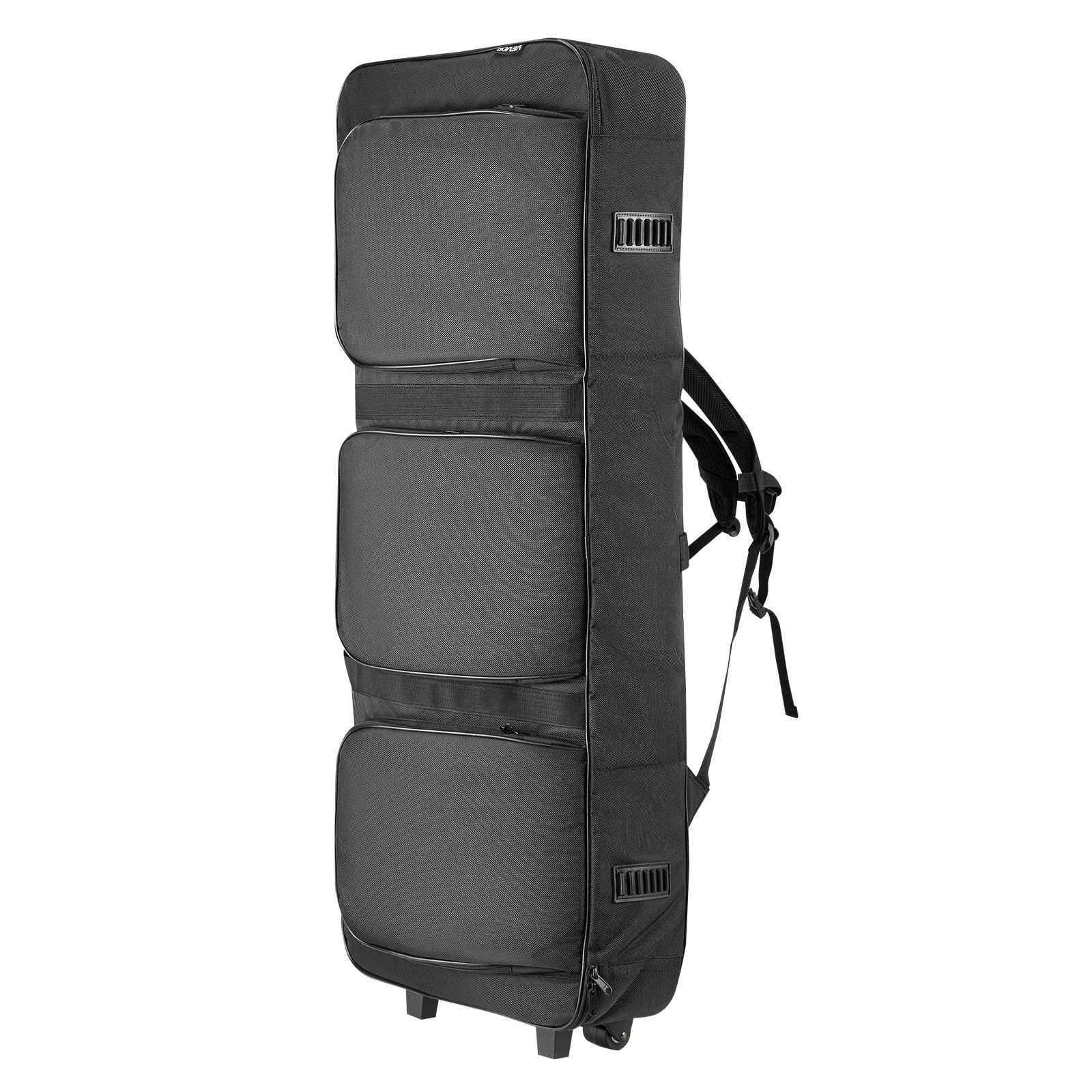 VEVOR Funda Acolchada Portátil para Teclado de Piano Eléctrico, 61 Teclas, 104 x 43 x 13 cm, Bolsa para Teclado con Asas y Ruedas, Tela 1680D Impermeable, para Transporte de Instrumentos, Negro