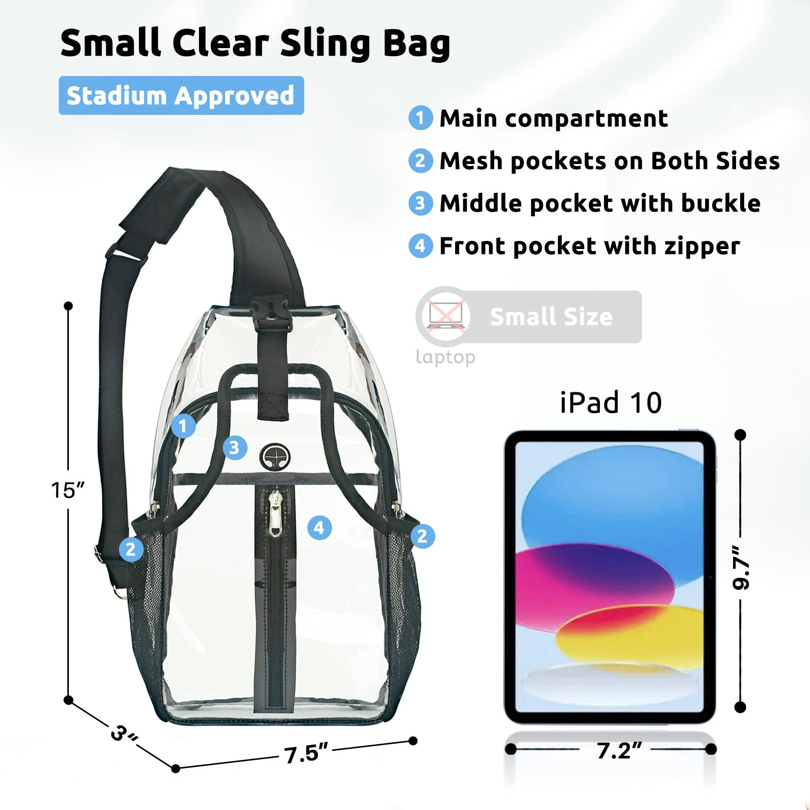 PVC Clear Sling Bag, Clear Bag Stadium Approved, Small