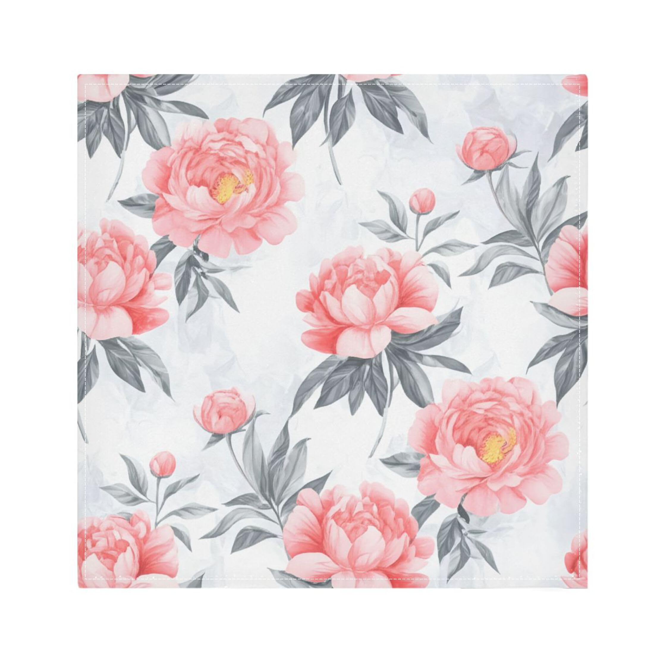 Fuauuyl Cloth Napkins Set of 4 Peonies Leaves Dinner Napkins 20x20 in, Washable & Reusable Fabric Table Napkin for Dining Parties Holiday, Eco-Friendly