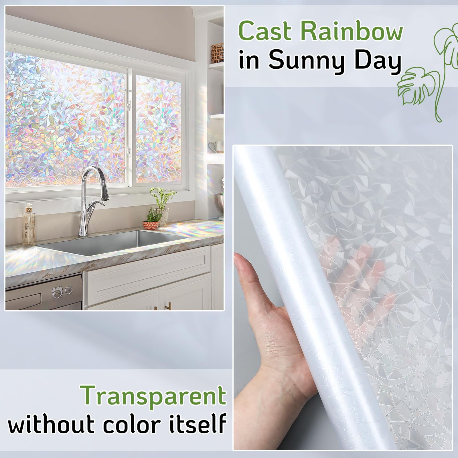 Rainbow Window Film - 3D Vinyl Privacy -3