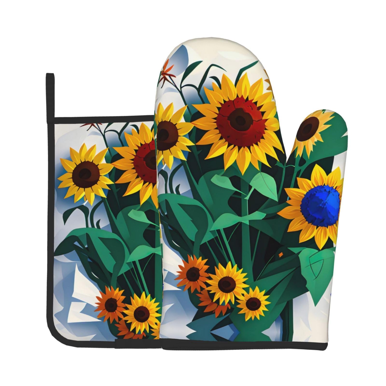 Sunflower Bee Kitchen Baking Two-Piece Set,Multipurpose Oven Gloves,Used for Barbecue Kitchen Baking