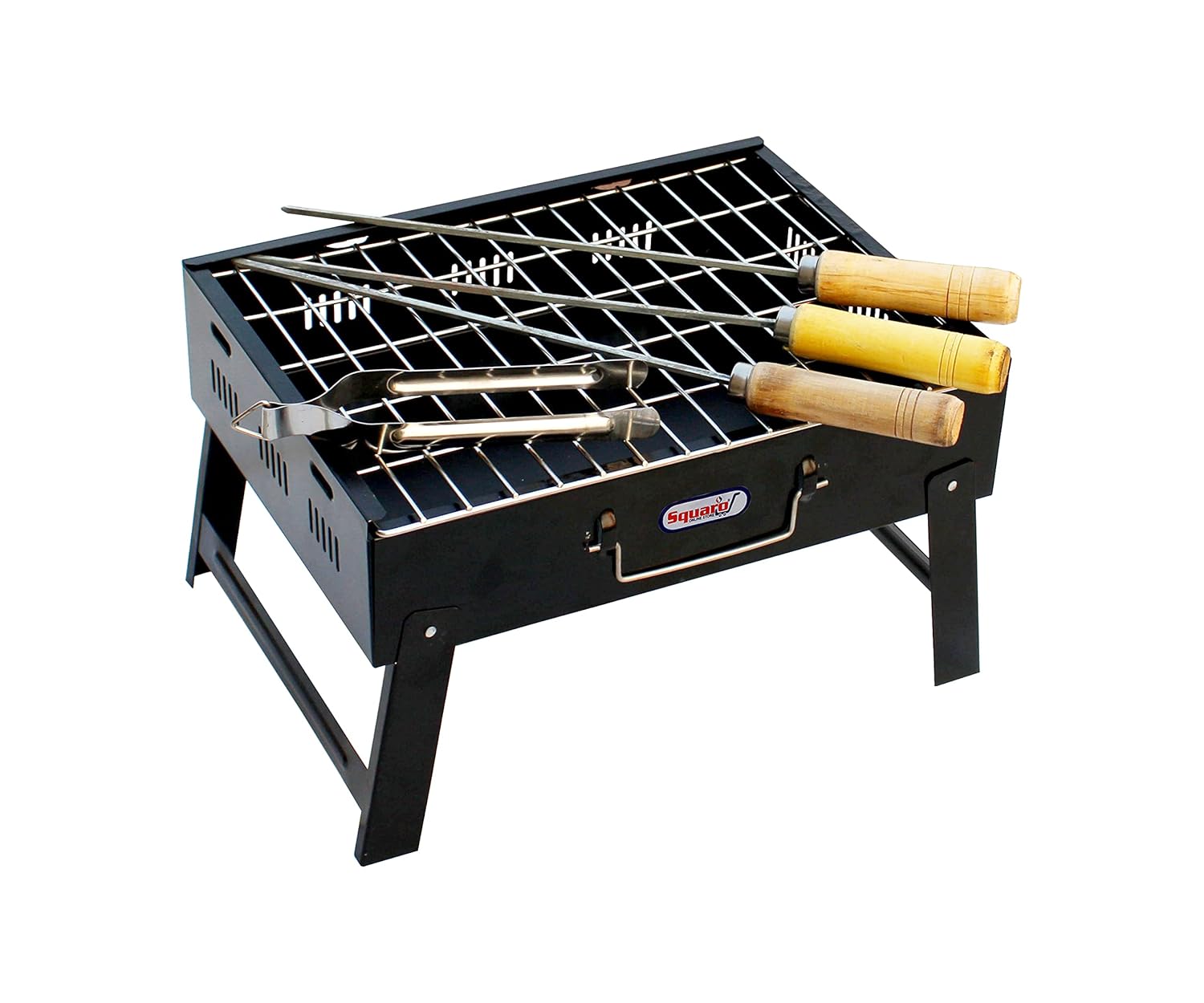 SQUARO Folding Portable Barbecue charcoal Grill Set Tandoor Chiken Papad Vegetable Roaster for Home BBQ Grill Tools for Outdoor Grilling Cooking Camping Hiking Picnics Tailgating (Set of 1) SQUARO Folding Portable Barbecue charcoal Grill Set Tandoor Chiken Papad Vegetable Roaster for Home BBQ Grill Tools for Outdoor Grilling Cooking Camping Hiking Picnics Tailgating (Set of 1)